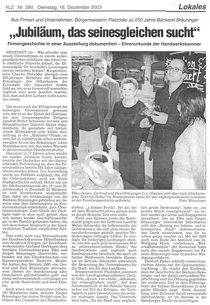 Zeitungsartikel zur Ausstellung
