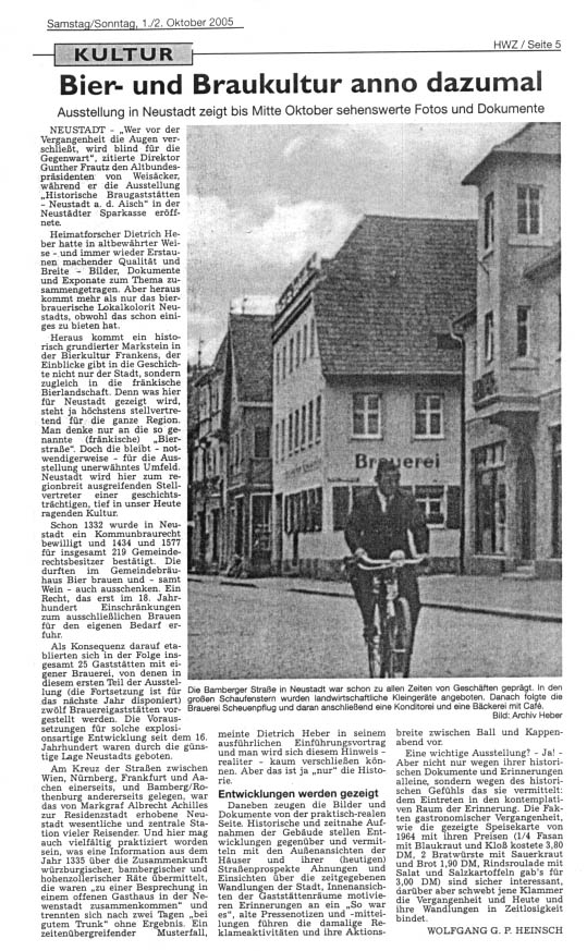 Zeitungsartikel in der Windsheimer Zeitung zur Ausstellung