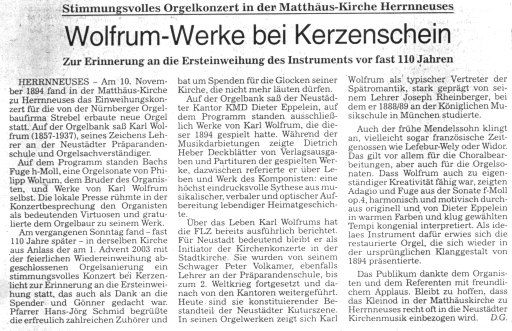 Zeitungsartikel zum Abend mit Karl Wolfrum